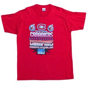 SOLD Vintage 1993 Montreal Canadiens Stanley Cup Champions Red T Shirt XL Men